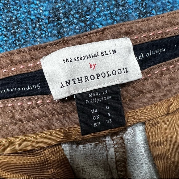 Anthropologie The Essential Slim Polka Dot Trousers in Brown White - Picture 4 of 5